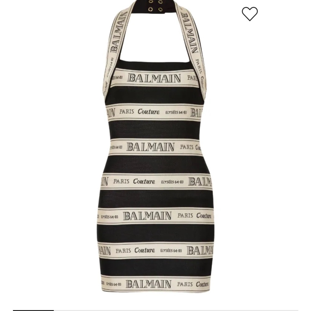 Balmain Striped Black and Cream Mini Dress